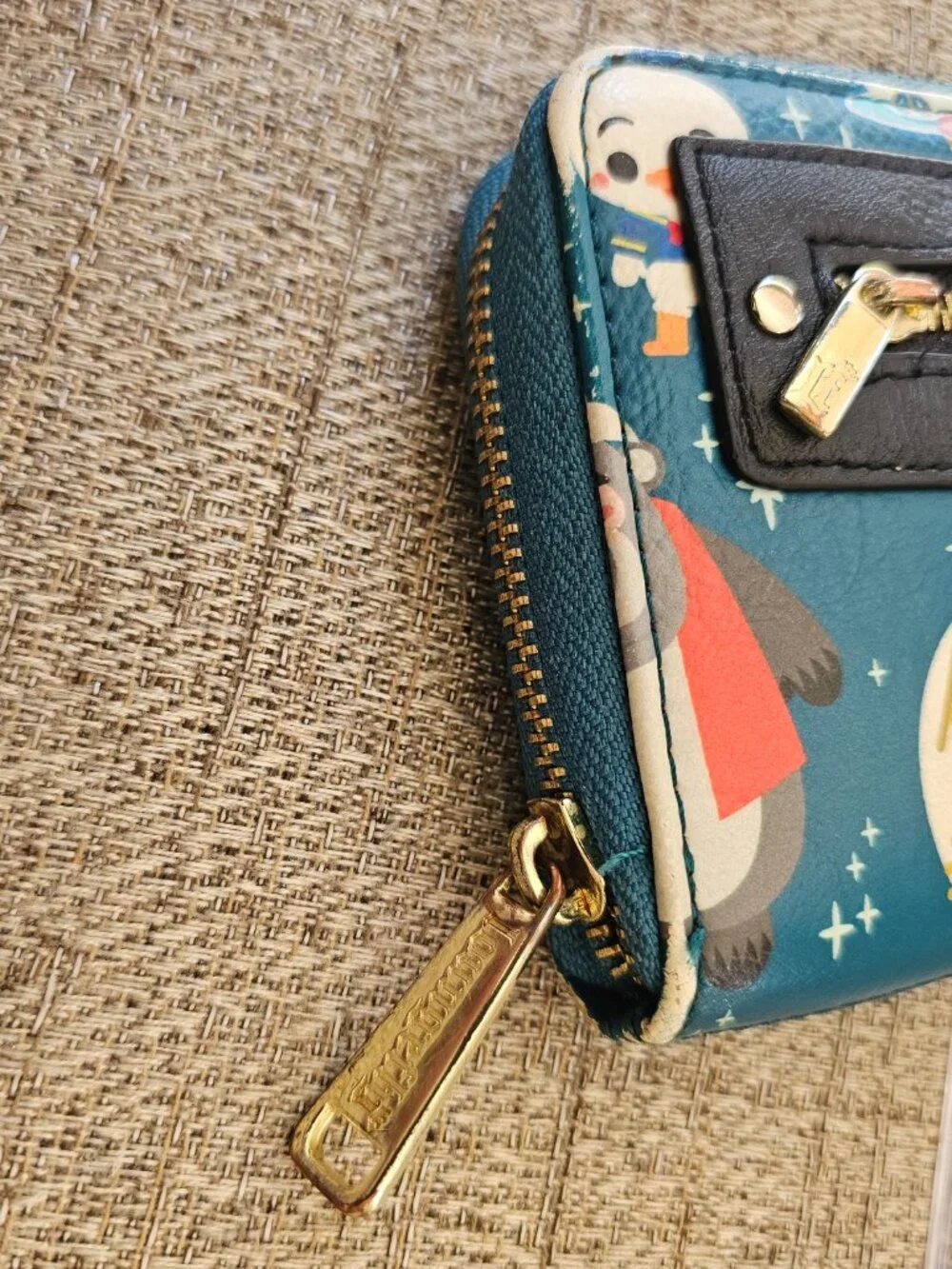 Disney Parks Loungefly Teal Character Icon Print Zip Around Wallet L9120